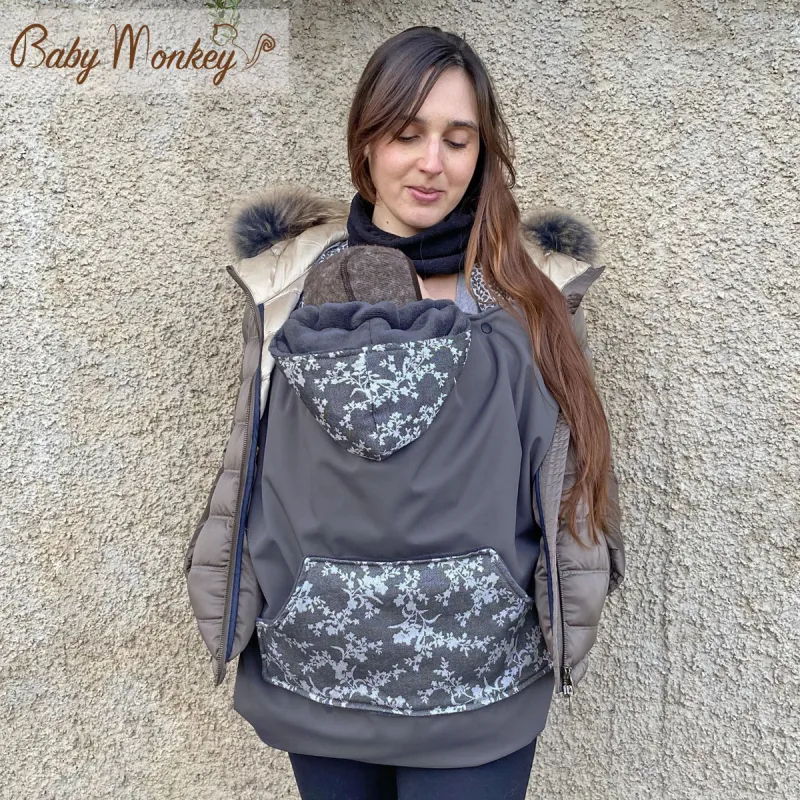 Winter Cover Babywearing - Grey/Flora