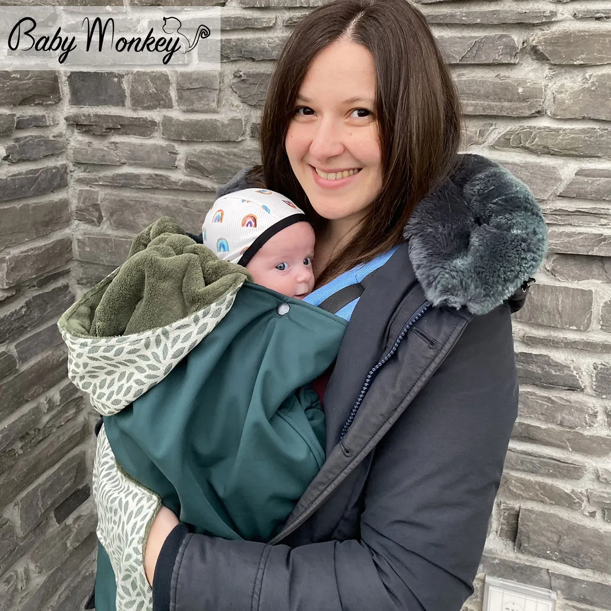 Winter Cover Babywearing - Green/Willow