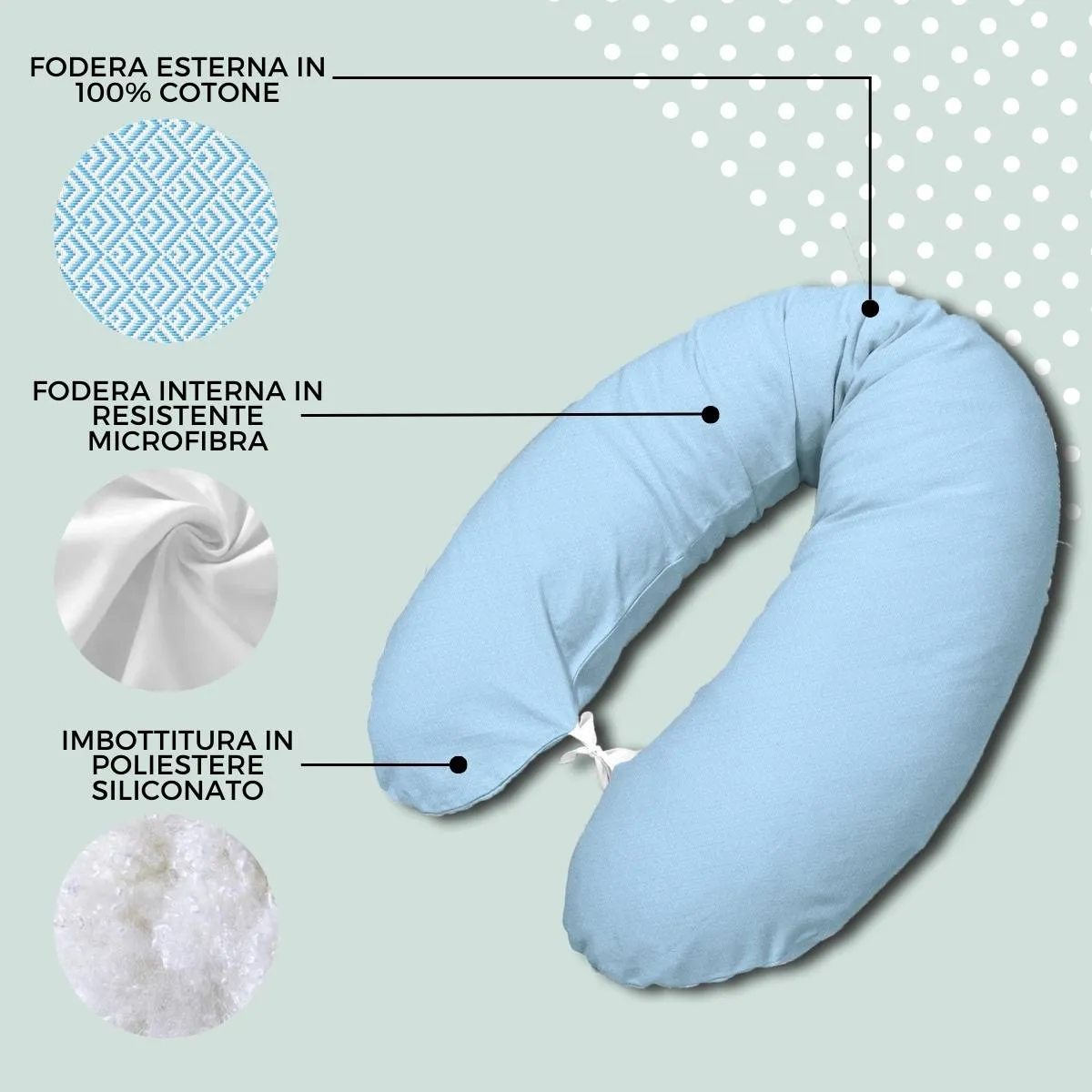 Pregnancy & Nursing Pillow - Light Blue Cleopatra