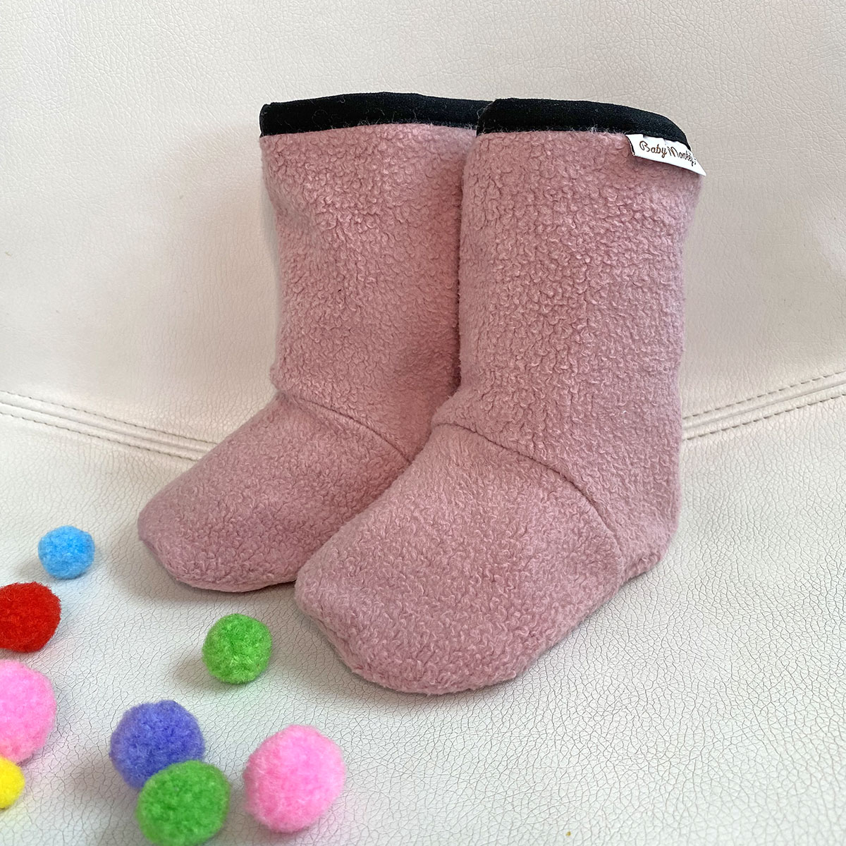 Chaussons bébé en polaire et jersey de coton